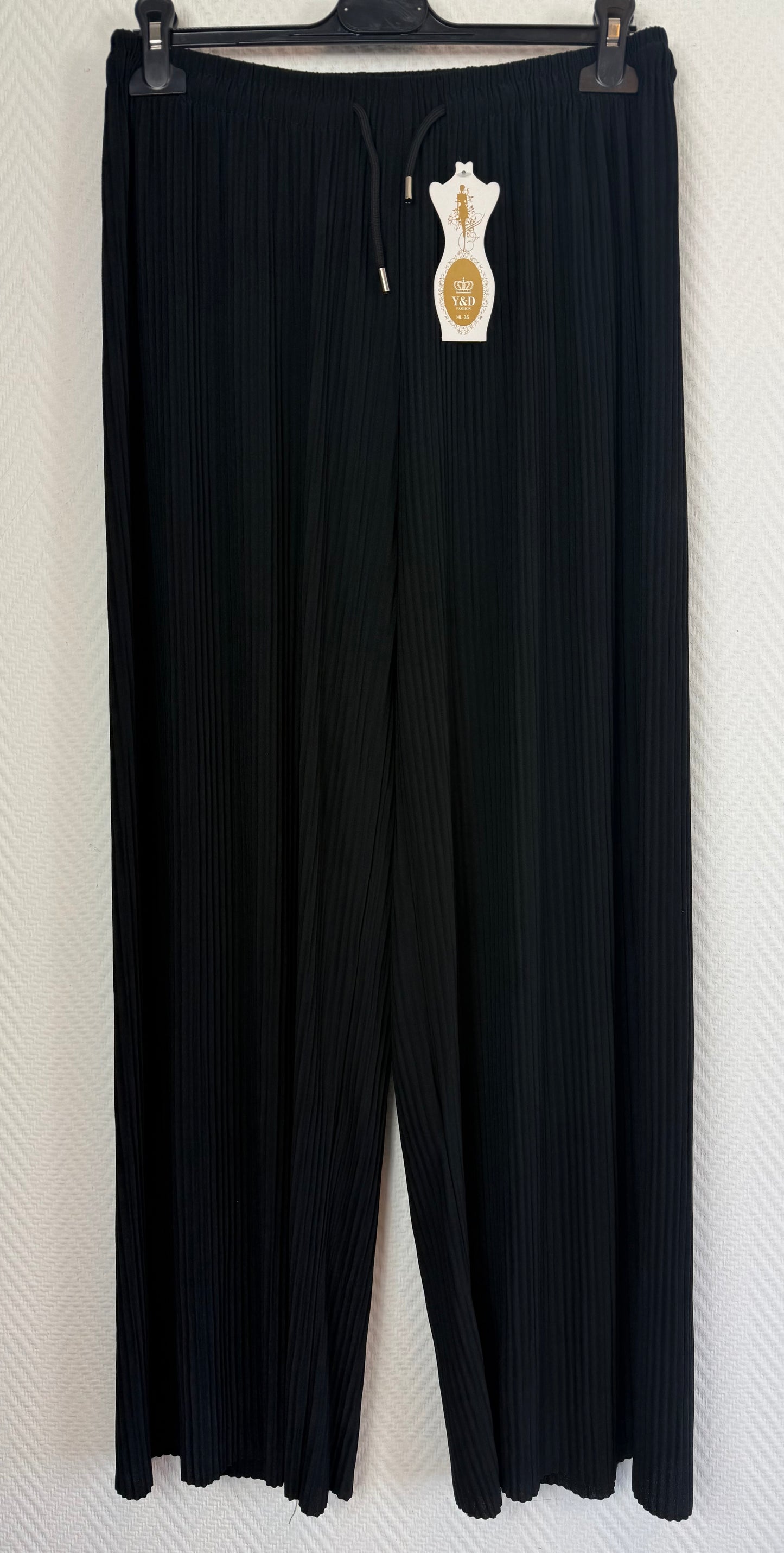 Plissé broek zwart 40/42/44/46/48/50