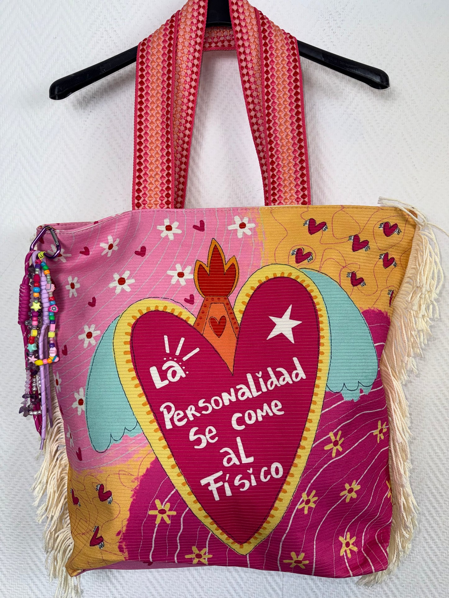 Grote strandtas met gratis bag charm