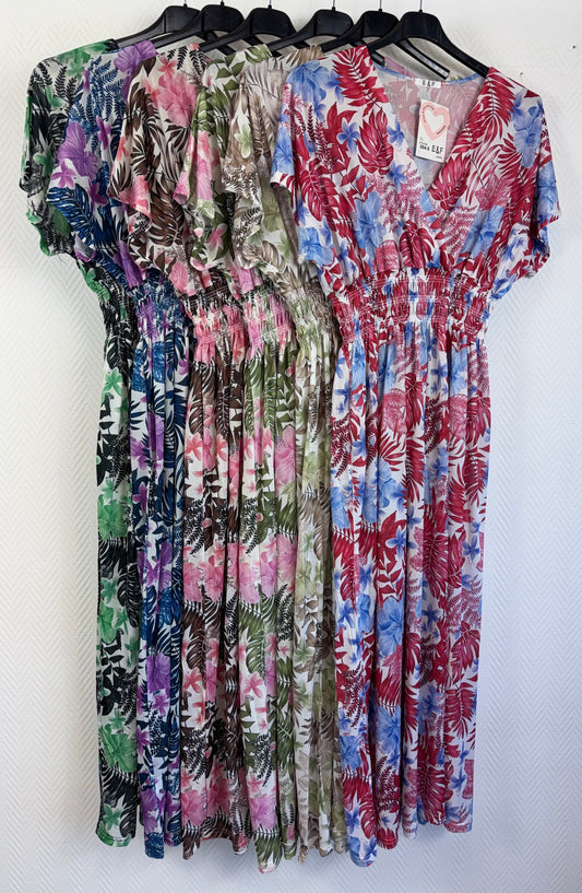 Lange jurk bladeren print 40/42/44/46/48/50