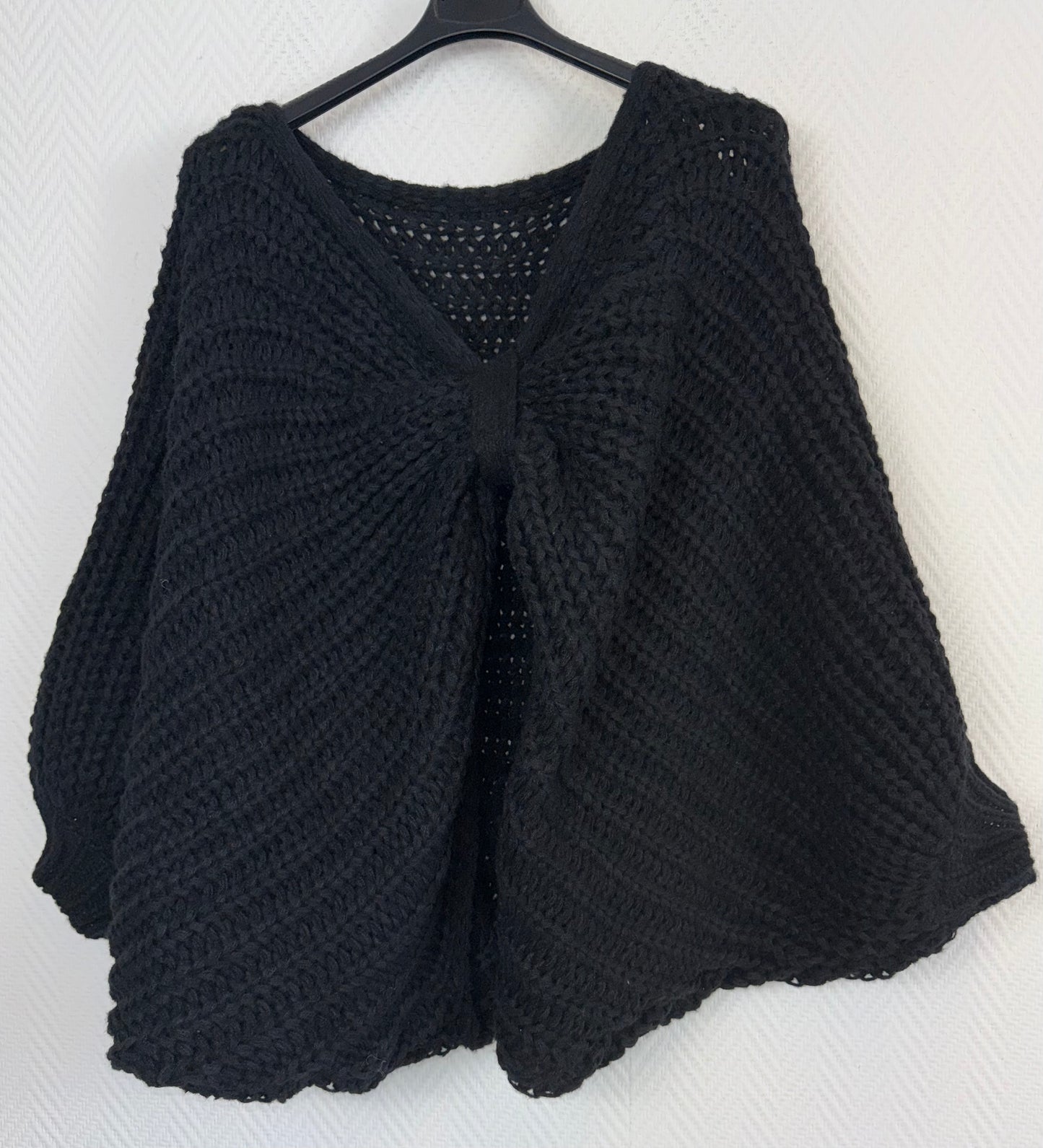 Grof gebreide korte poncho one size fits all!