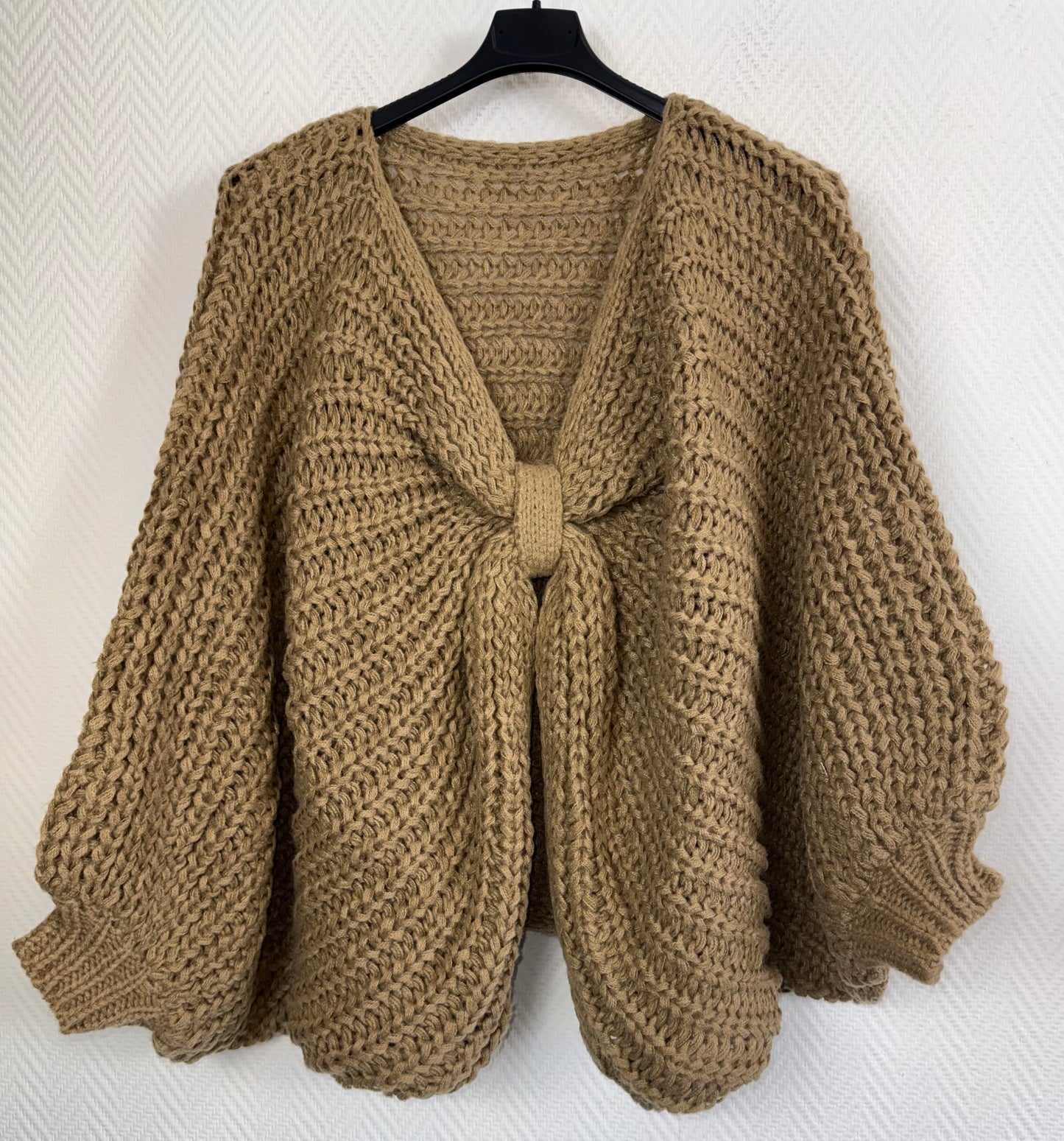 Grof gebreide korte poncho one size fits all