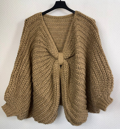 Grof gebreide korte poncho one size fits all