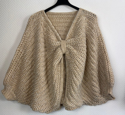 Grof gebreide korte poncho one size fits all