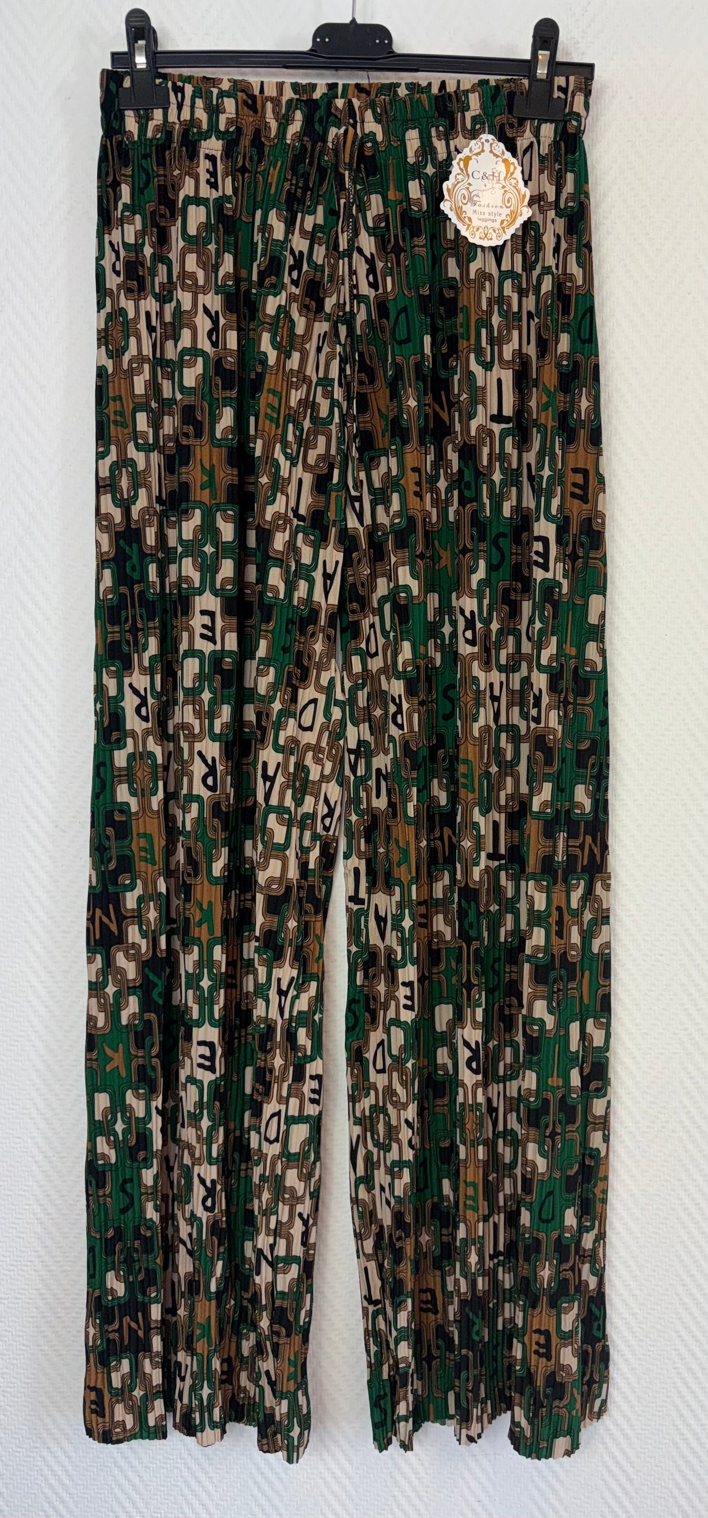 Plissé broek print ketting 44/46/48 - 48/50/52