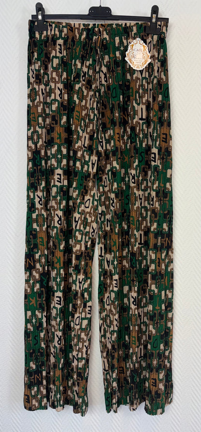 Plissé broek print ketting 44/46/48 - 48/50/52