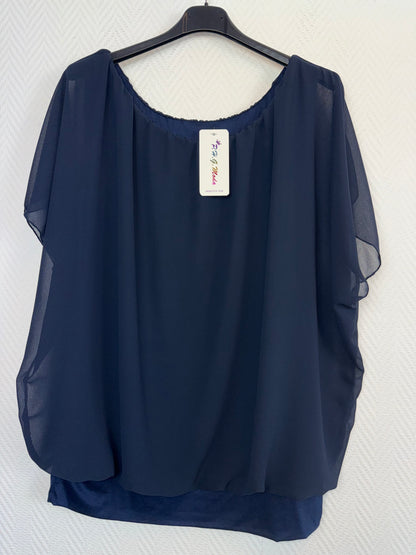 Ballontop met vaste stretch viscose ondertop 40/42/44/46