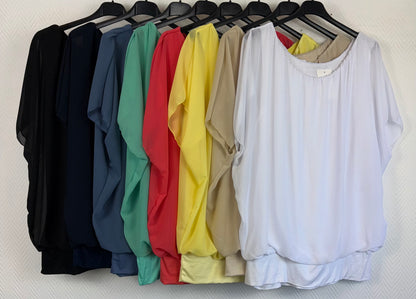 Ballontop met vaste stretch viscose ondertop 40/42/44/46