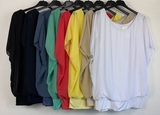 Ballontop met vaste stretch viscose ondertop 40/42/44/46