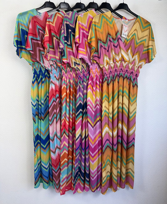 Lange jurk in zigzag print 40/42/44/46/48/50