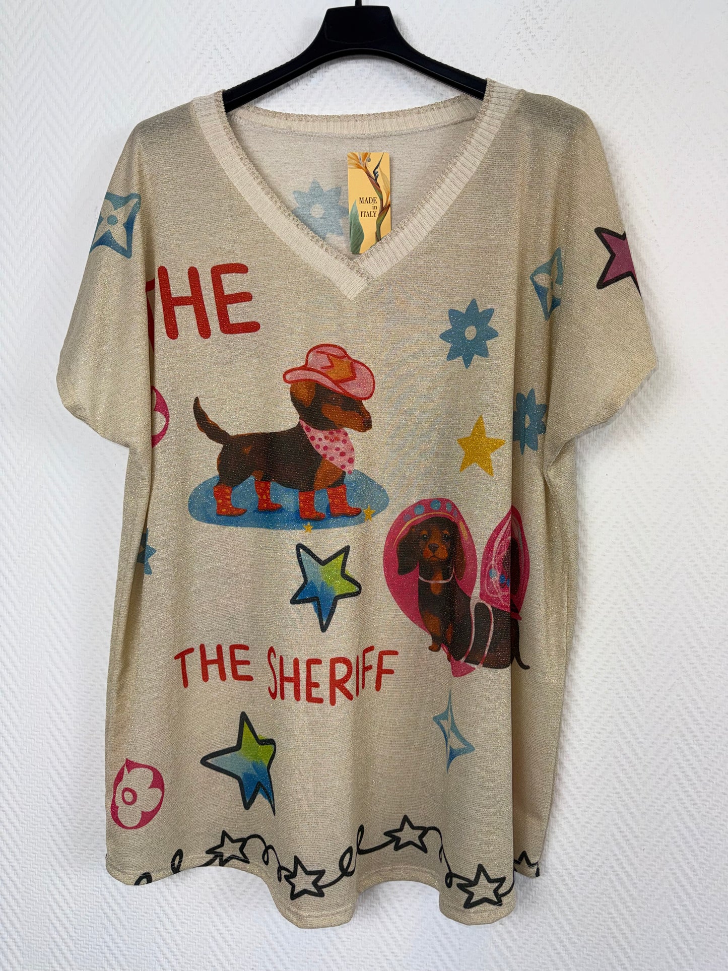 Lurex shirt Hondje 44/46/48