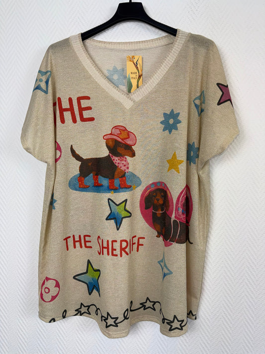 Lurex shirt Hondje 44/46/48