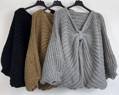 Grof gebreide korte poncho one size fits all!