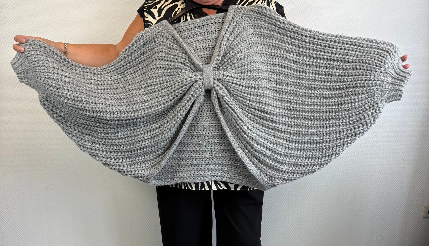 Grof gebreide korte poncho one size fits all!