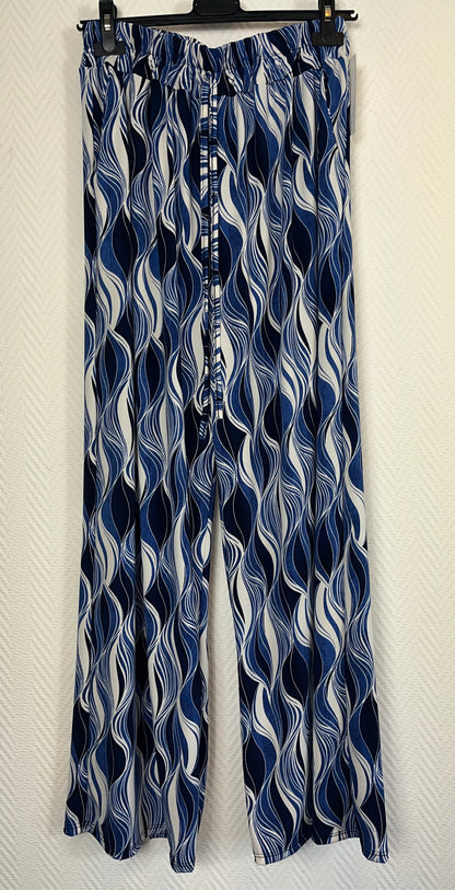 Travel broek blauw print 42/44/46/48/50/52