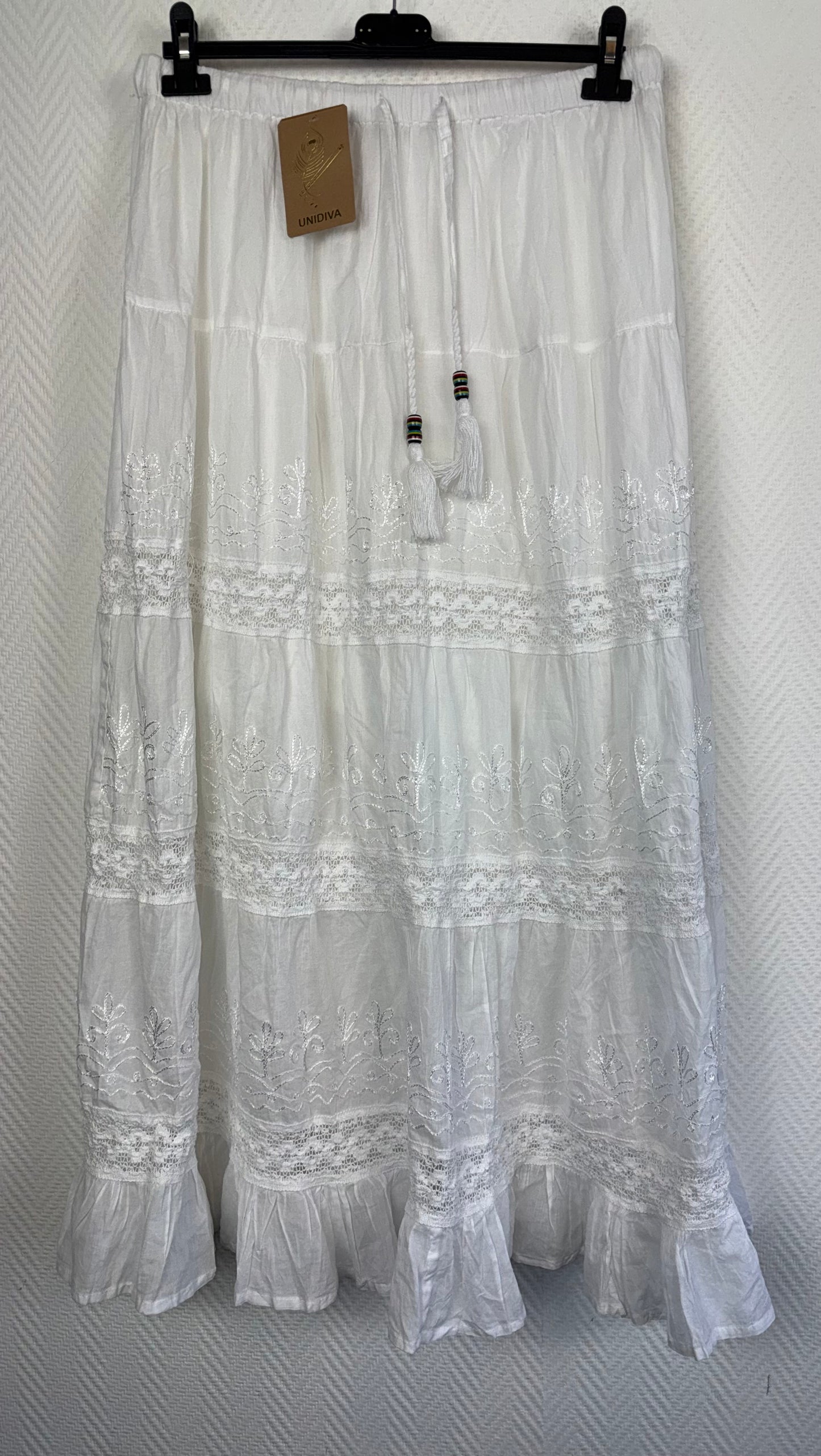 Witte katoenen lange gipsy rok 40/42/44/46