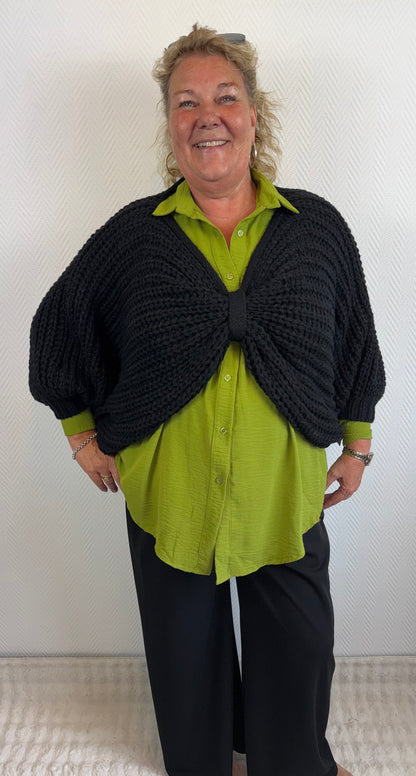 Grof gebreide korte poncho one size fits all!