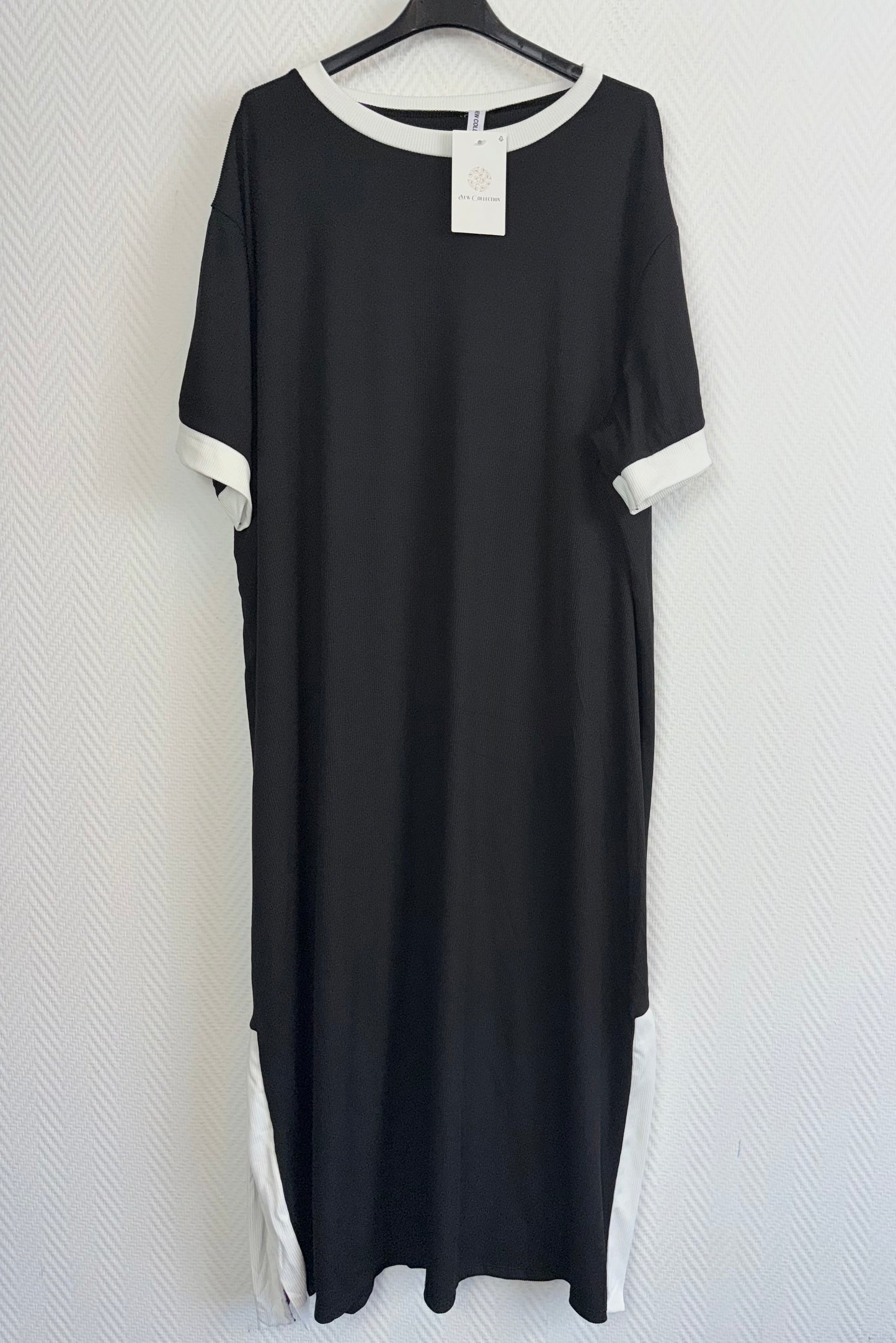 Lange jurk zwart/wit 46/48/50