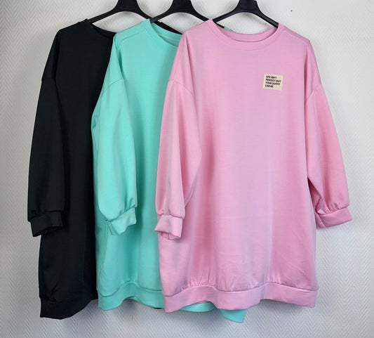 Lange jogging trui / sweatdress Mieke 52/54/56