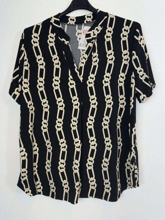 Travelshirt zwart print (2) 44/46/48/50