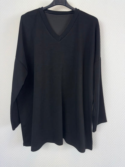 Comfy pak met V hals zwart 46/48/50