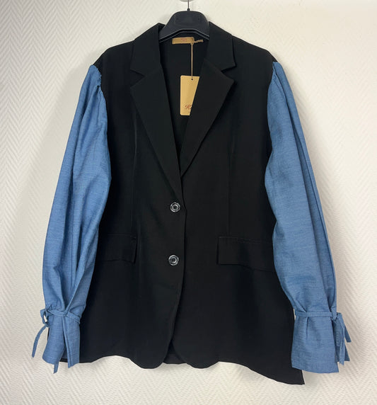 Blazer met jeans mouwen die je moet strikken 46/48/50