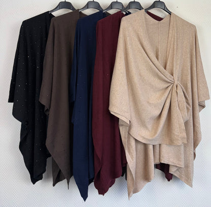 Omslagdoek/poncho met strassteentjes past iedereen