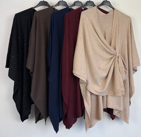 Omslagdoek/poncho met strassteentjes past iedereen