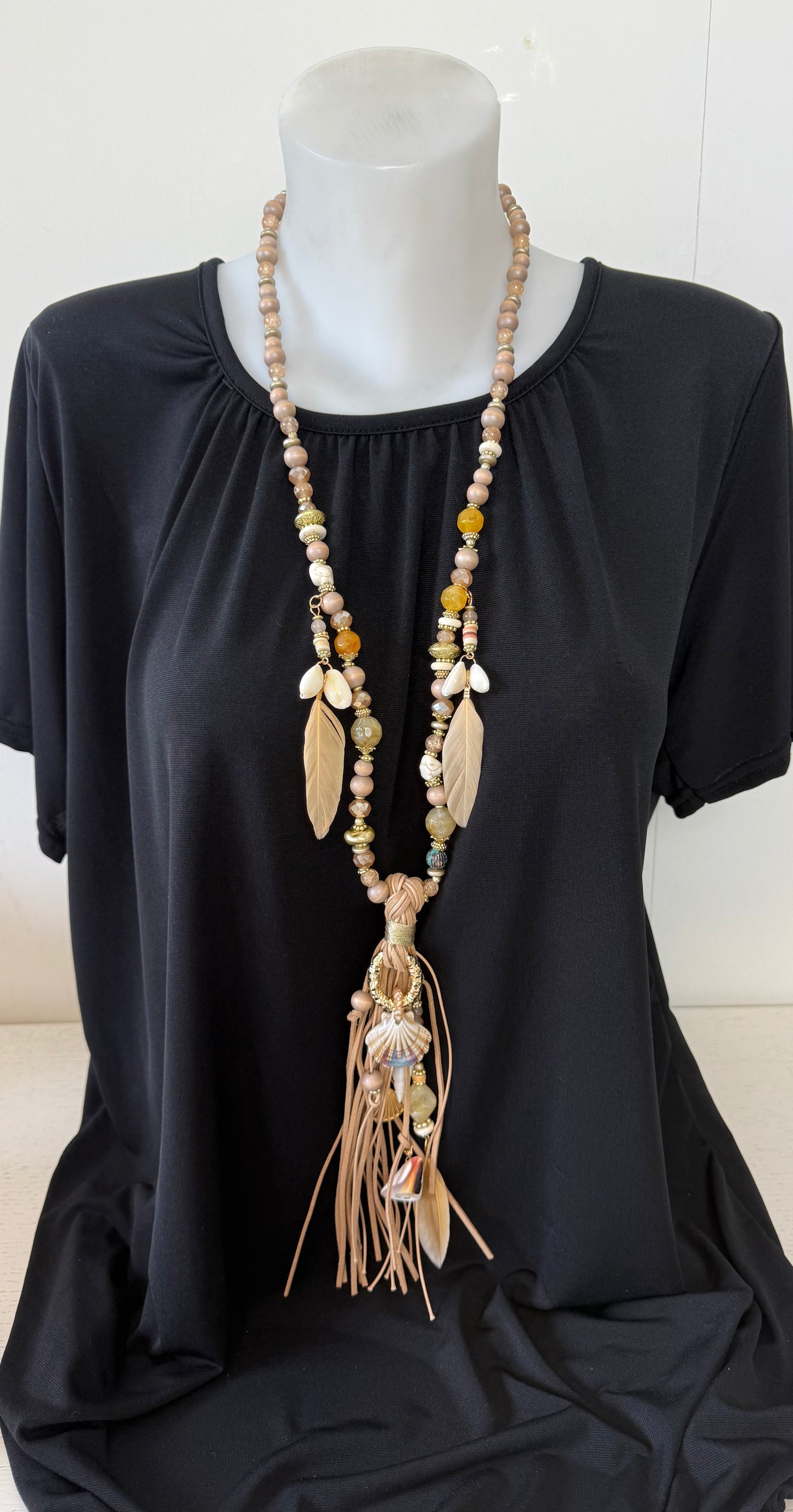 Lange ketting taupe